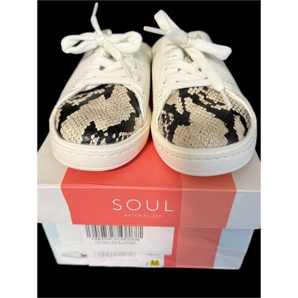 SOUL Naturalizer Women's Size 5.5 M Kemper Mule Slip-On Sneakers White Python - Picture 1 of 10